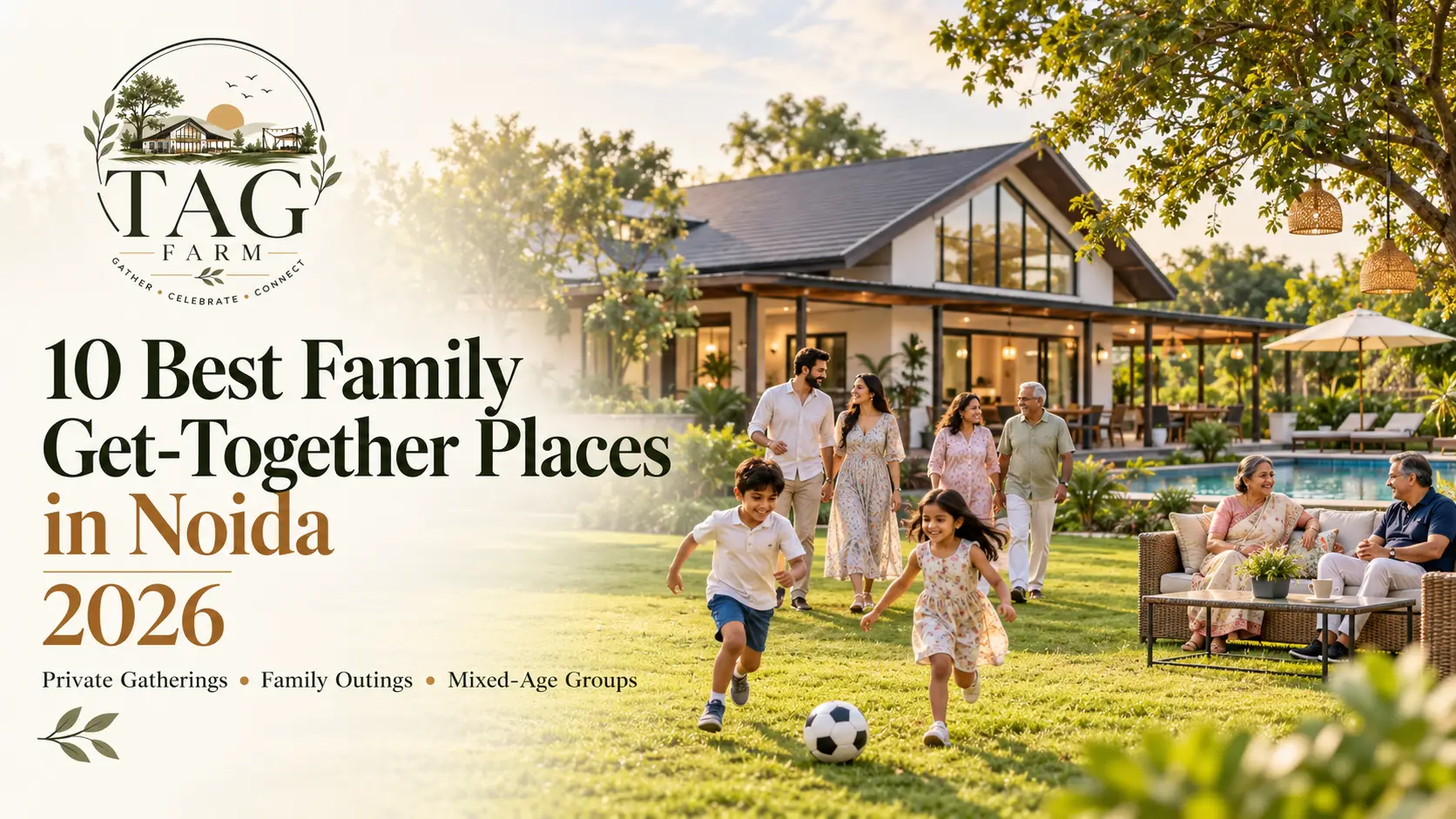 Family get-together place in Noida with lawn and outdoor family gathering space